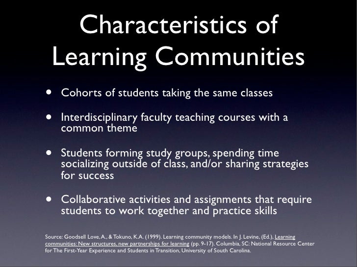 Characteristics of Learning Communities