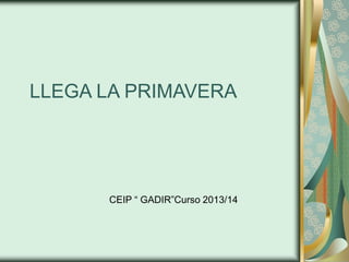 LLEGA LA PRIMAVERA
CEIP “ GADIR”Curso 2013/14
 