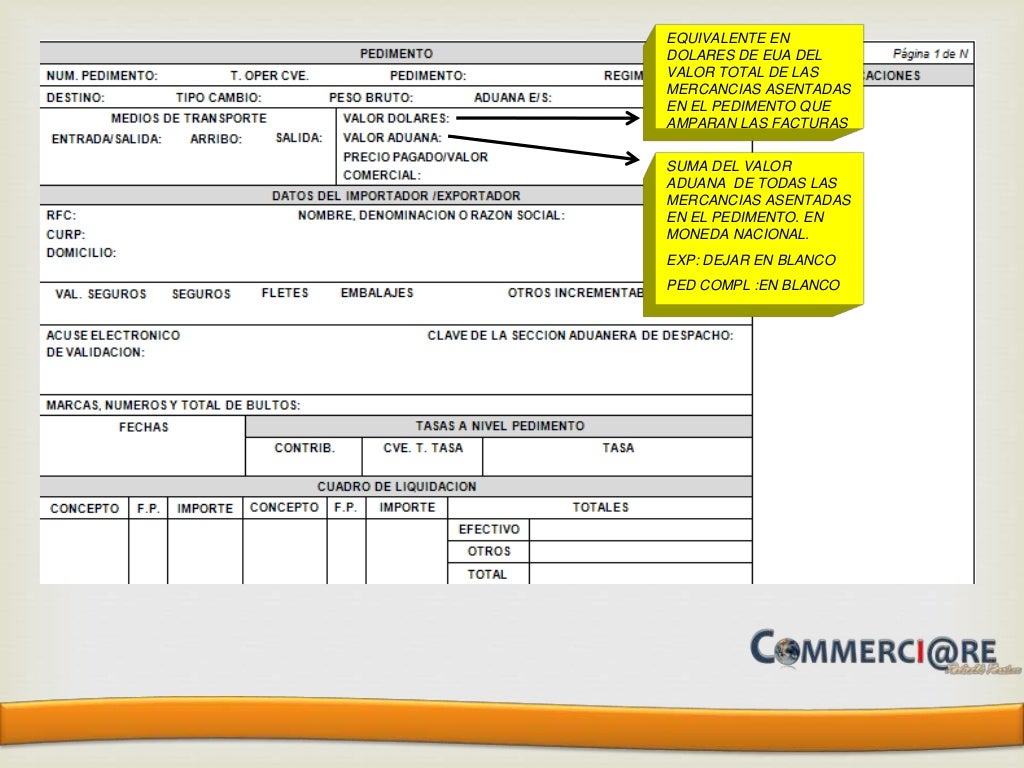 Pedimento Formato Para Llenar