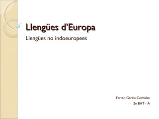Llengües d’Europa Llengües no indoeuropees Ferran Garcia Corbalan 2n BAT - A 