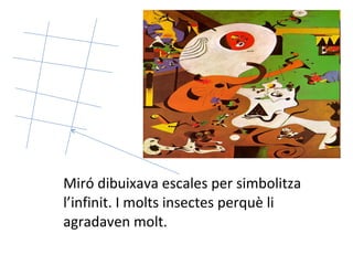 Miró  dibuixava  escales per  simbolitza   l’infinit. I molts insectes perquè li agradaven molt. 