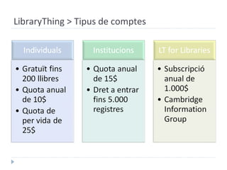 LibraryThing > Tipus de comptes