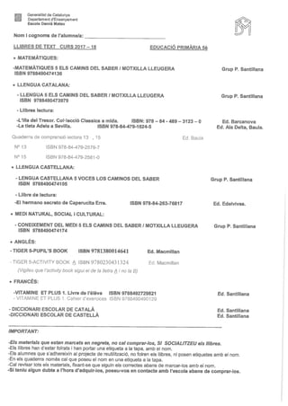 Llibres curs 2017 2018