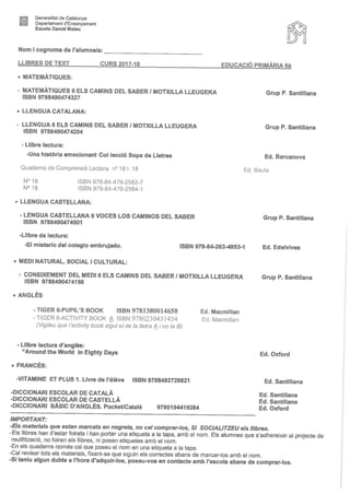 Llibres curs 2017 2018