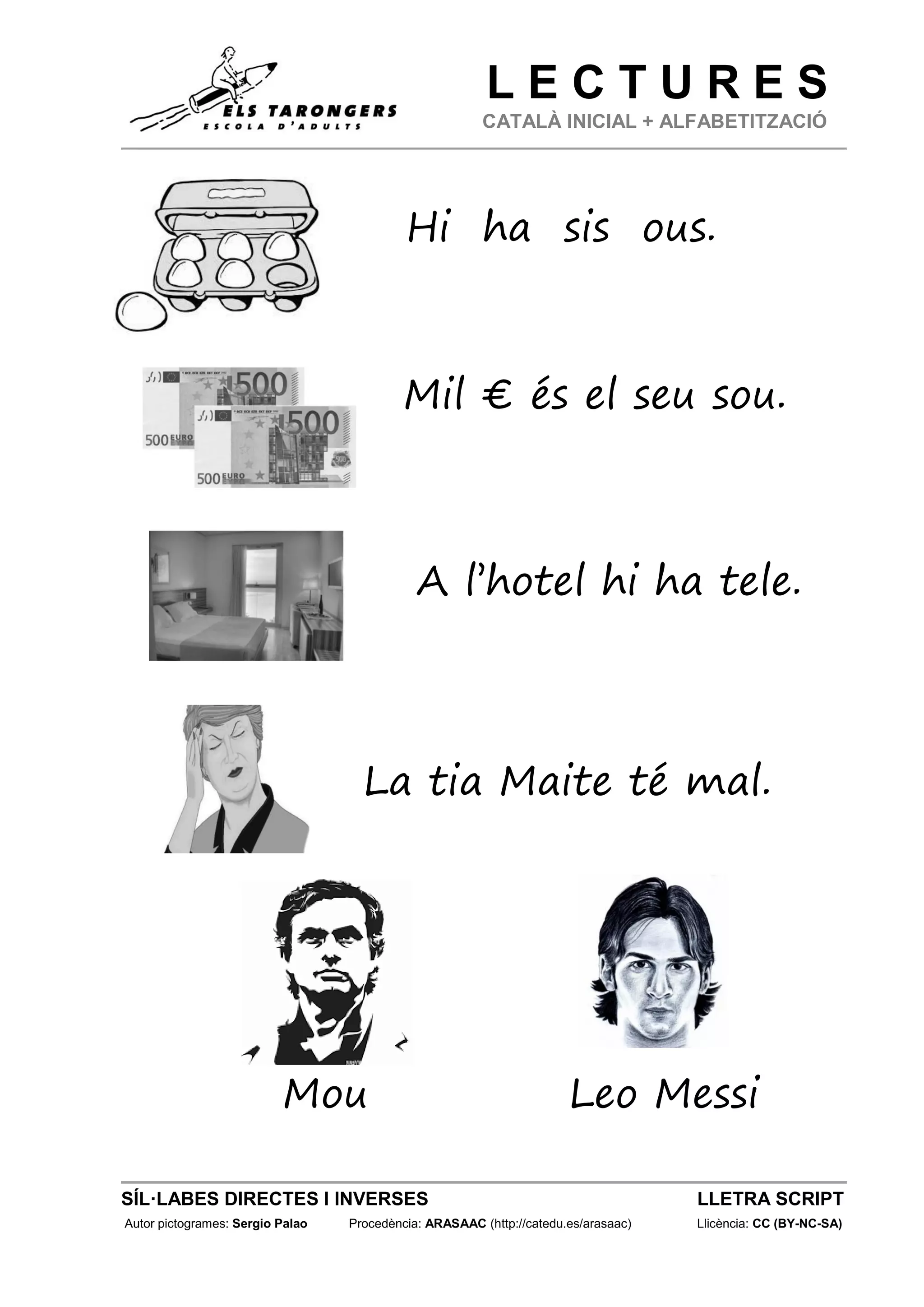 Llibret lectures Català inicial + Alfabetització (Script) | PDF