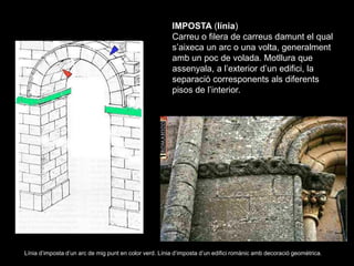 IMPOSTA (línia)
                                                        Carreu o filera de carreus damunt el qual
        ...