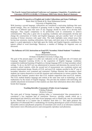Language Learning Abstract Book of Abstracts of the Fourth Annual International Conference on ...