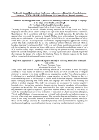 Language Learning Abstract Book of Abstracts of the Fourth Annual International Conference on ...