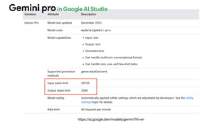 https://ai.google.dev/models/gemini?hl=en
Gemini proin Google AI Studio
 