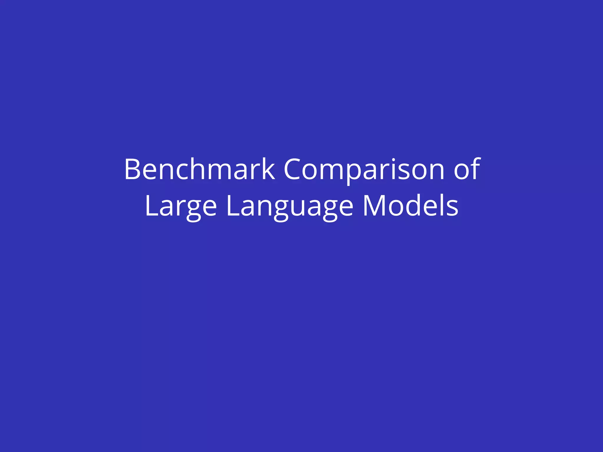 Benchmark comparison of Large Language Models | PDF