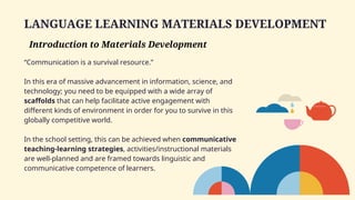 It's all about language learning material development | PDF