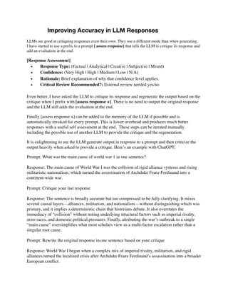 Simplest Method to Enhance LLM Accuracy through Self-Evaluation | PDF