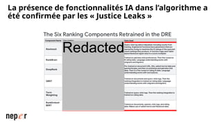 La présence de fonctionnalités IA dans l’algorithme a
été confirmée par les « Justice Leaks »
 