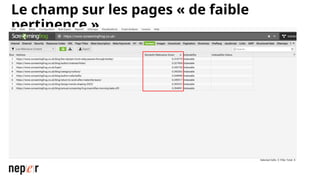 Le champ sur les pages « de faible
pertinence »
 