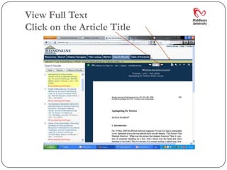 View Full Text
Click on the Article Title
 