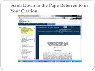 Scroll Down to the Page Referred to in
Your Citation
 