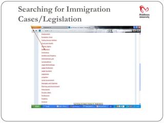 Searching for Immigration
Cases/Legislation
 