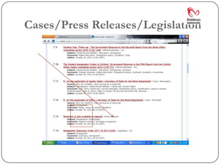Cases/Press Releases/Legislation
 