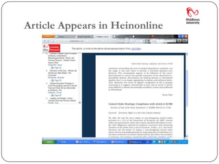 Article Appears in Heinonline
 