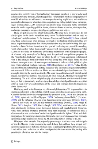 LLMs Truth Democracy an overview of risks coekelbergh | PDF