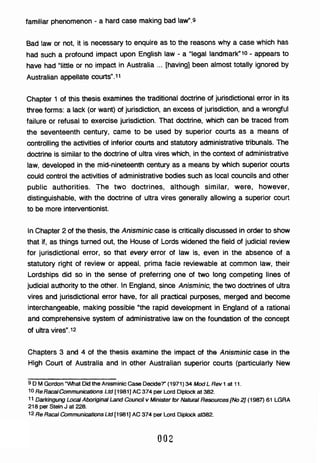 DOCTRINE OF EXTENDED JURISDICTIONAL ERROR IN AUSTRALIA: MASTER OF LAWS (LLM) THESIS Slide 18