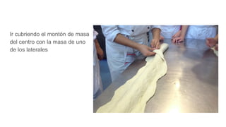 Ir cubriendo el montón de masa
del centro con la masa de uno
de los laterales
 