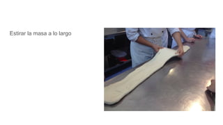Estirar la masa a lo largo
 