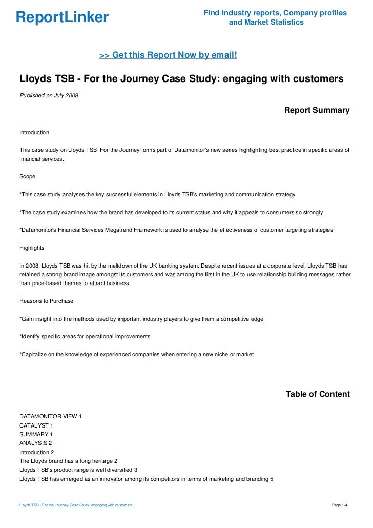Lloyds Tsb For The Journey Case Study Engaging With Customers