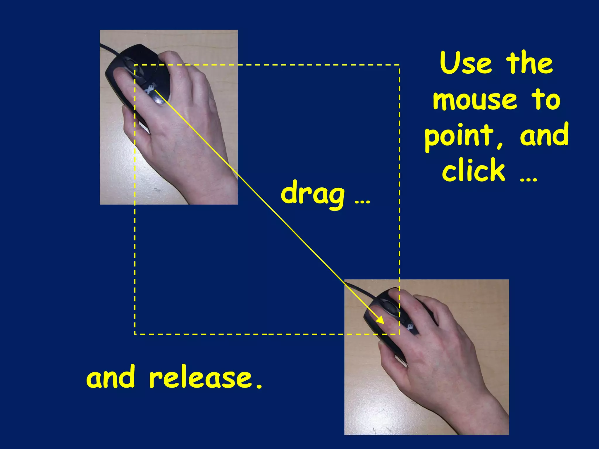 Use the mouse to point, and click …  drag   … and release. 