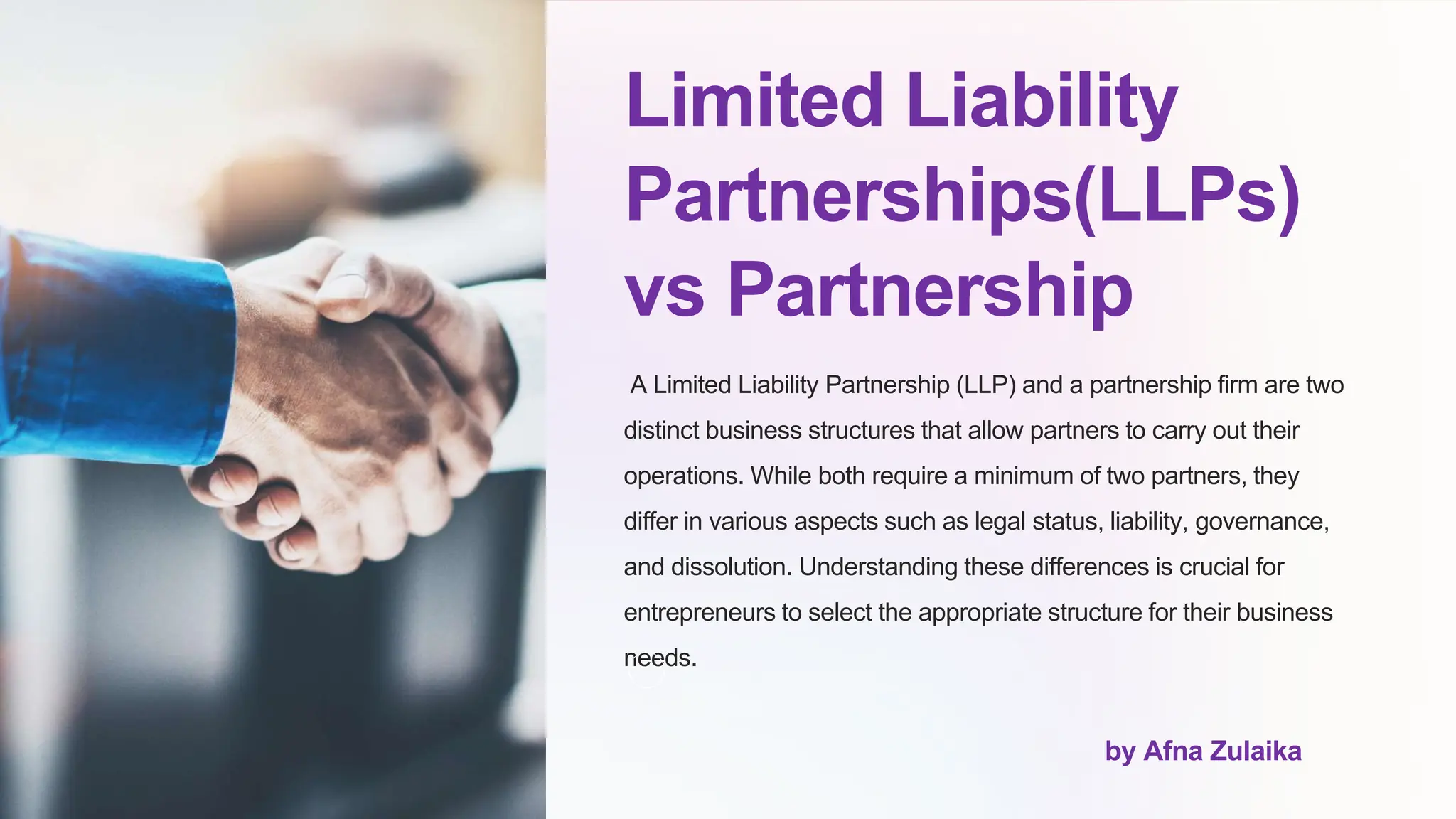 Difference between LLP, Partnership, and Company PPT