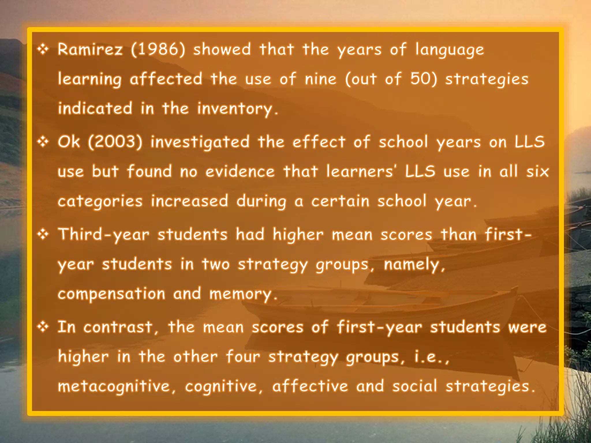 factors affecting LLS usage among language learners