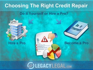 Choosing The Right Credit Repair Hire a Pro Become a Pro Do it Yourself or Hire a Pro? 
