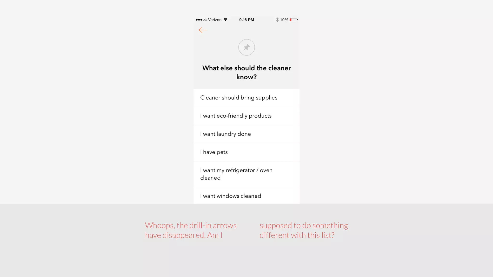 Whoops, the drill-in arrows 
have disappeared. Am I 
supposed to do something 
different with this list? 
 