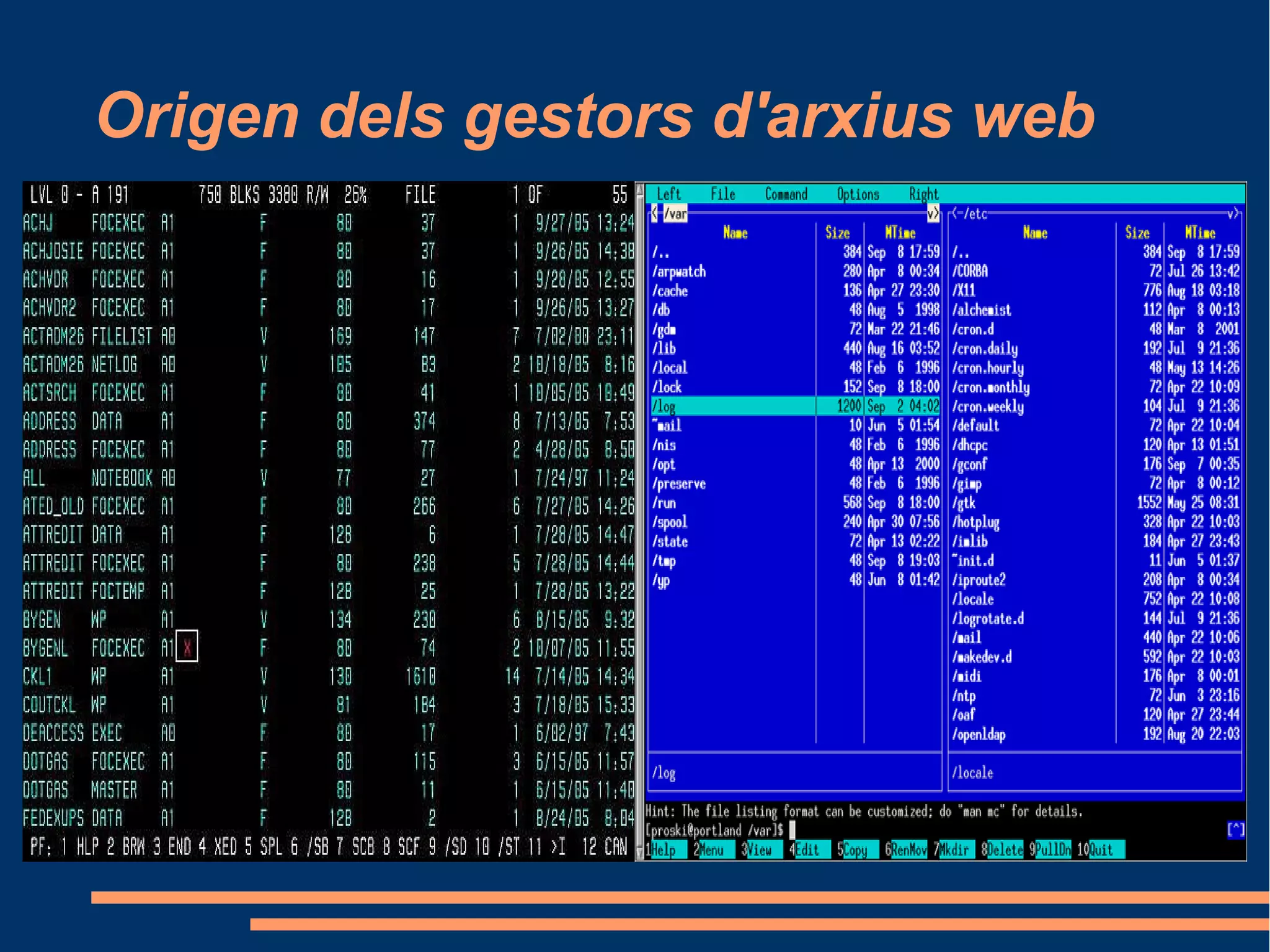 Origen dels gestors d'arxius web
 