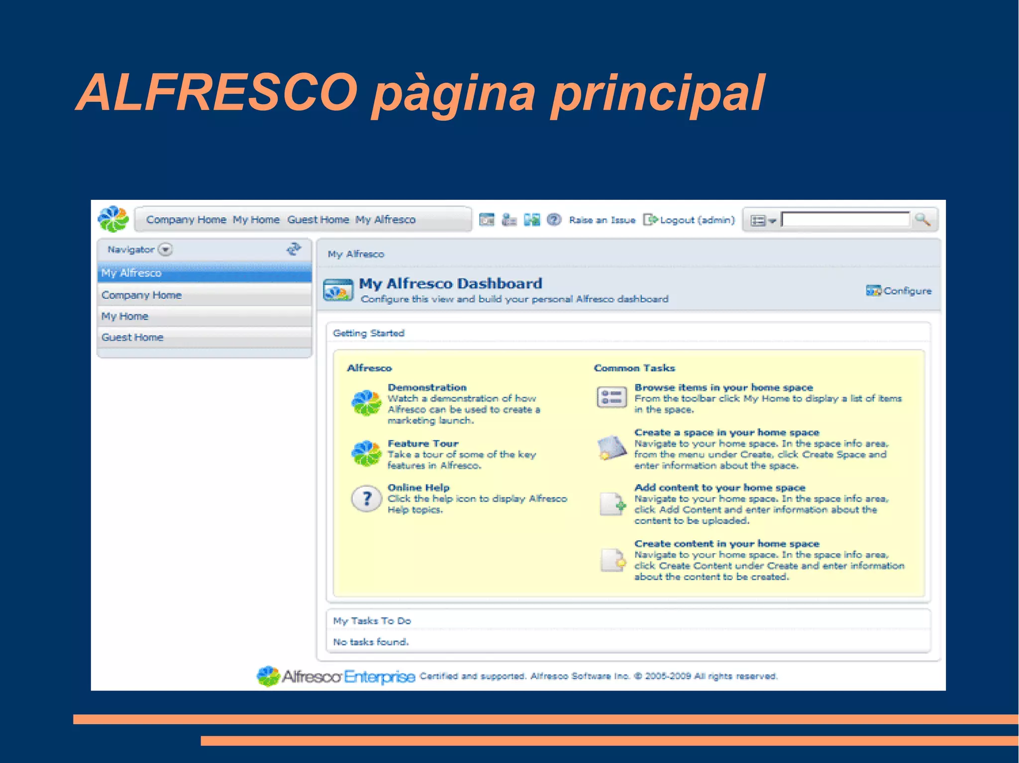 ALFRESCO pàgina principal
 