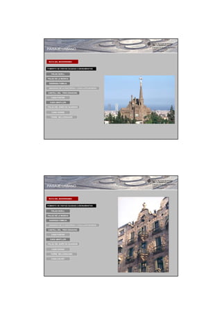 PAISAJE URBANO


 RUTA DEL MODERNISMO


FOMENTO DE VISITAS GUIADAS A MONUMENTOS

   PALAU GÚELL

PALAU DE LA MÚSICA

 SAGRADA FAMILIA

 MANSANA DE LA DISCÒRDIA + CASA LLEÓ-MORERA

CASTELL DEL TRES DRAGONS

   CASA FUSTER

  CASA AMATLLER

PALAU DEL BARO DE QUADRAS

   CASA VICENS

  TORRE BELLESGUARD




PAISAJE URBANO


 RUTA DEL MODERNISMO


FOMENTO DE VISITAS GUIADAS A MONUMENTOS

   PALAU GÚELL

PALAU DE LA MÚSICA

 SAGRADA FAMILIA

 MANSANA DE LA DISCÒRDIA + CASA LLEÓ-MORERA

CASTELL DEL TRES DRAGONS

   CASA FUSTER

  CASA AMATLLER

PALAU DEL BARO DE QUADRAS

   CASA VICENS

  TORRE BELLESGUARD

   CASA CALVET
 