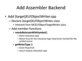 LLVM Backend Porting | PPTX