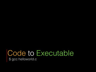 Code to Executable
$ gcc helloworld.c
 
