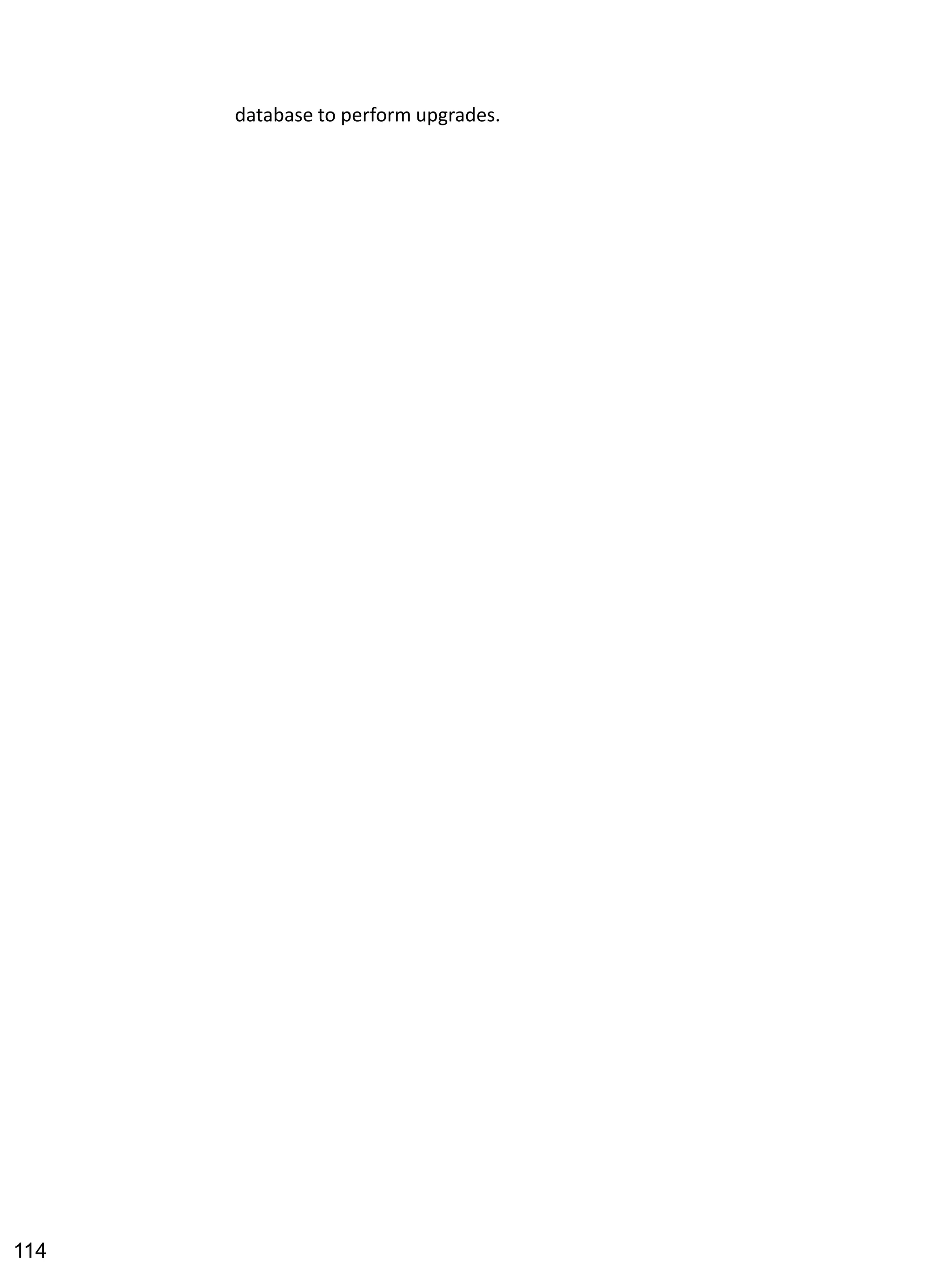 database to perform upgrades. 
114 
 