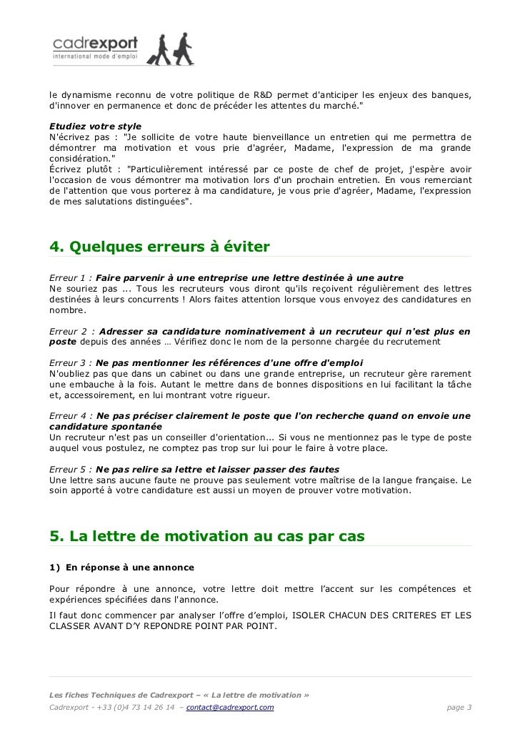 Commencer Une Lettre De Motivation Candidature Spontanée - Exemple de