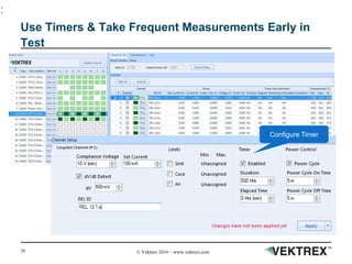 20 © Vektrex 2016 – www.vektrex.com
Use Timers & Take Frequent Measurements Early in
Test
:
Configure Timer
 