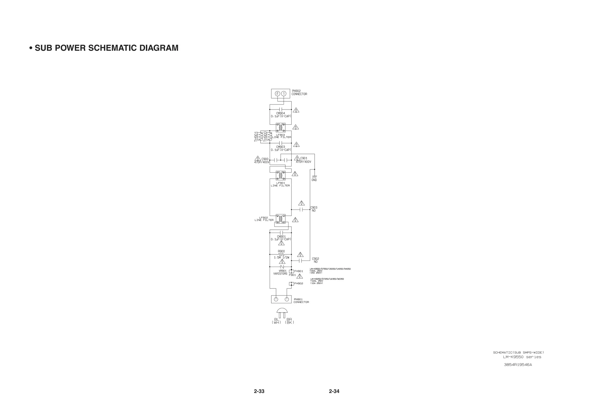 • SUB POWER SCHEMATIC DIAGRAM




                                2-33   2-34
 