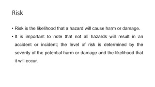 Safety Terminologies, measures, hazards and risks | PPTX