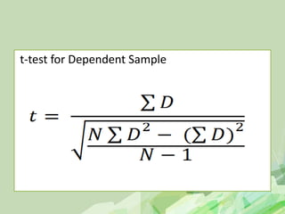 t-test for Dependent Sample
 