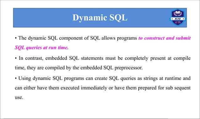 LM7_ Embedded Sql and Dynamic SQL in dbms | PPT
