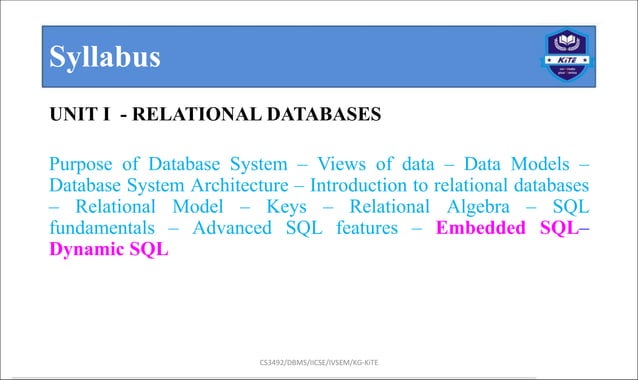 LM7_ Embedded Sql and Dynamic SQL in dbms | PPT