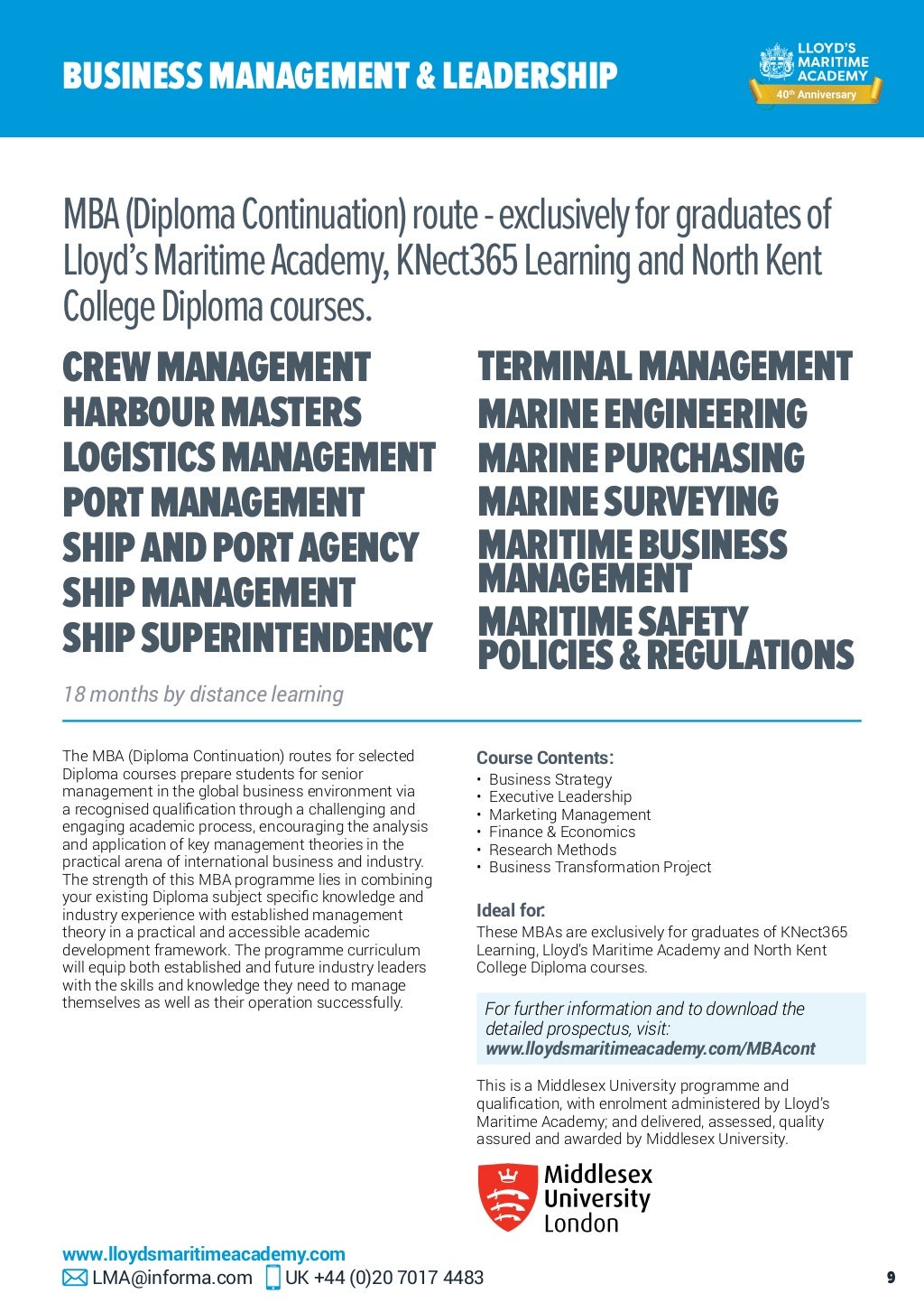 Lloyd's Maritime Academy 2018 course calendar