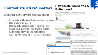 Content structure* matters
Signpost the story for easy scanning
● Synopsis at the top that answers the story
● Use section headers
● Use bullets or numbers if appropriate
● Make pull quotes of secondary points
● At the end provide the next steps
● Ask for your due (if it isn’t a ‘next step’)
28*Your code should reﬂect this structure too
 