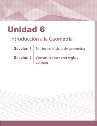Sección 1
Sección 2
Nociones básicas de geometría
Construcciones con regla y
compás
Introducción a la Geometría
Unidad 6
 
