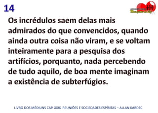 LIVRO DOS MÉDIUNS CAP. XXIX REUNIÕES E SOCIEDADES ESPÍRITAS – ALLAN KARDEC
 